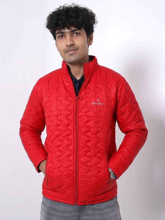 men solid long sleeve puffer jacket