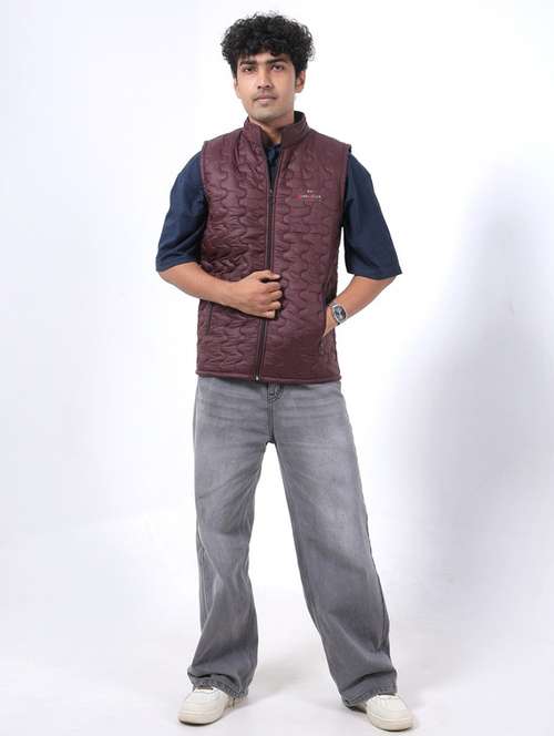 men solid sleeveless puffer jacket - 22145062 -  Standard Image - 0