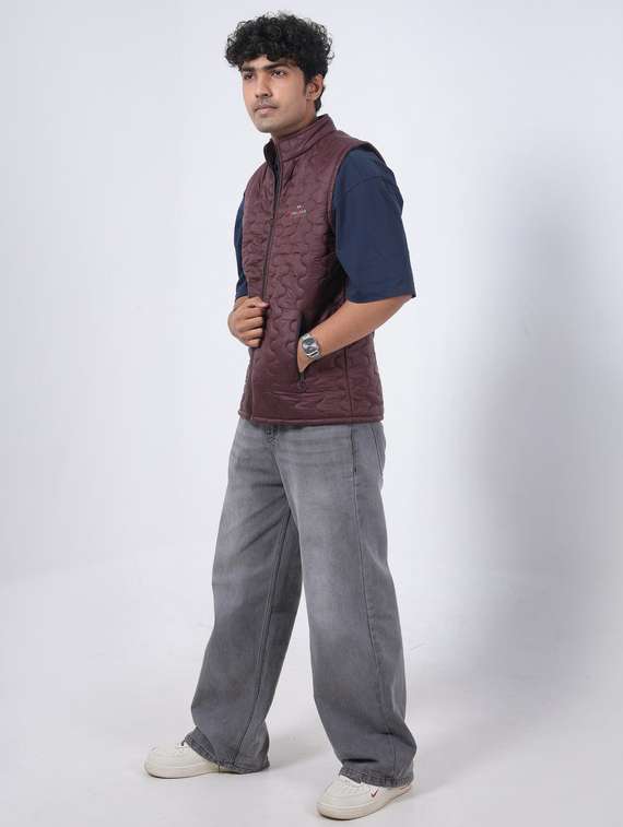 men solid sleeveless puffer jacket - 22145062 -  Standard Image - 3