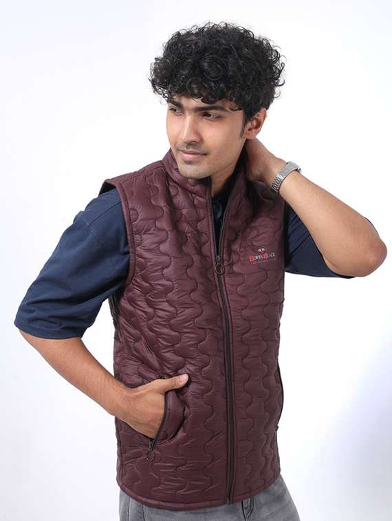 men solid sleeveless puffer jacket - 22145062 -  Standard Image - 5