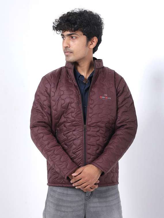 men solid long sleeve puffer jacket