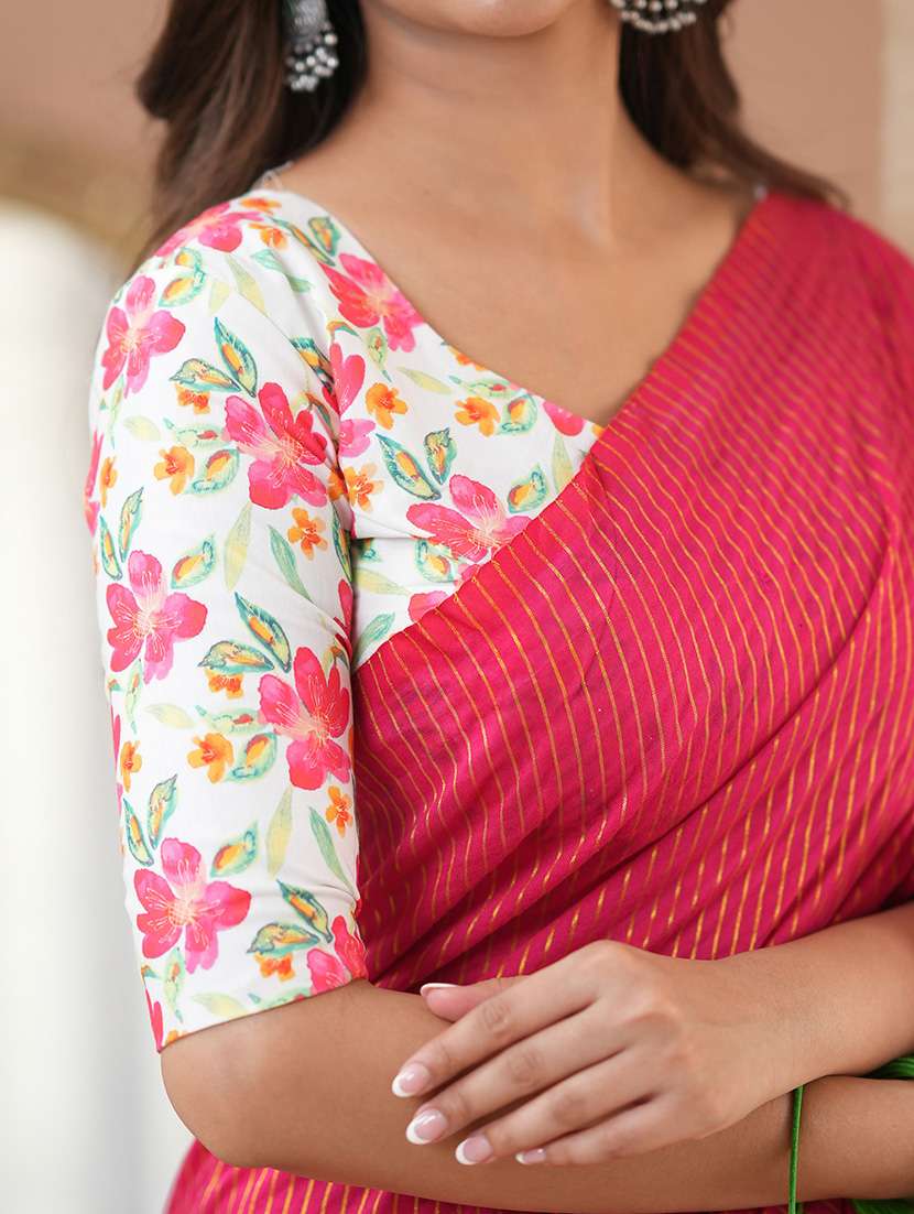 women striped handloom saree with blouse - 22145065 -  Standard Image - 8