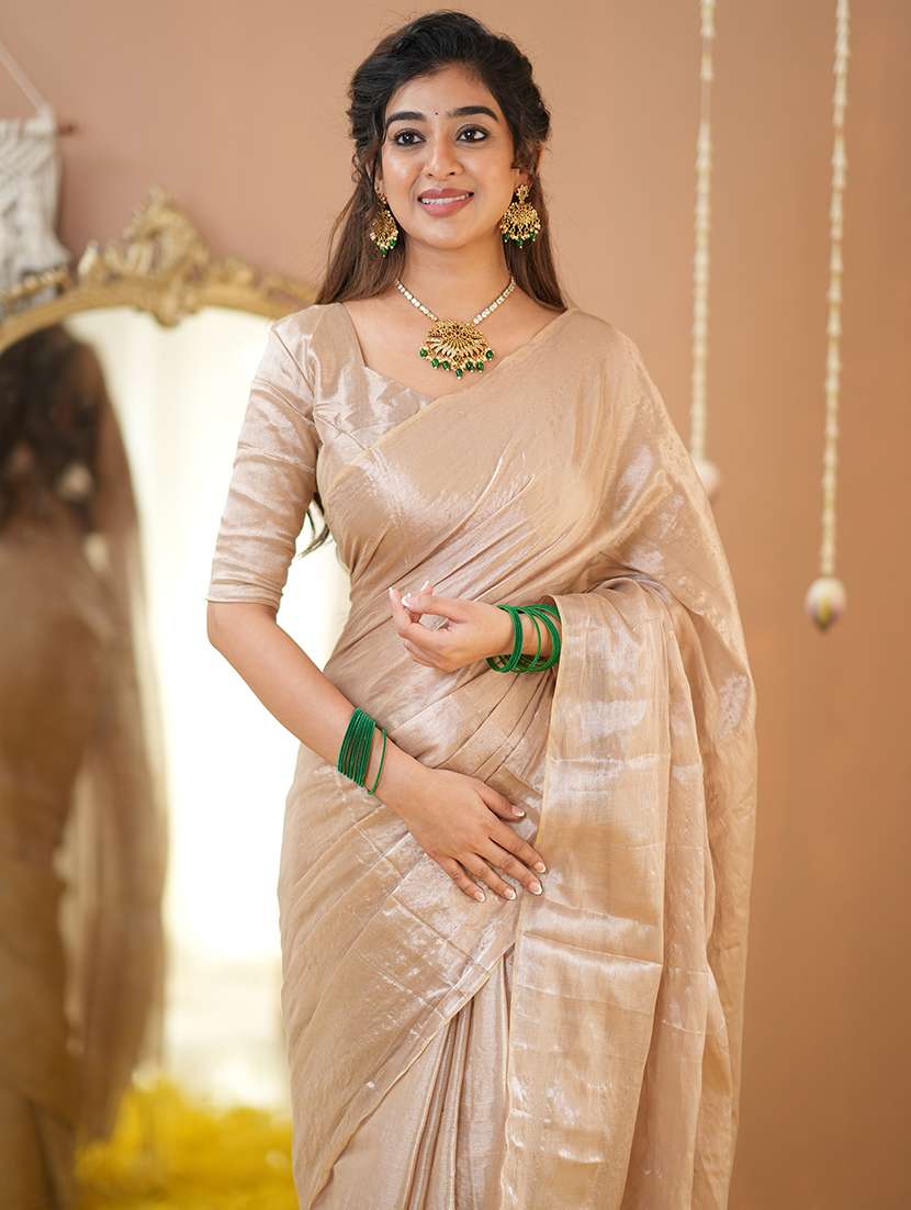 women solid handloom saree with blouse - 22145068 - Standard Image - 5