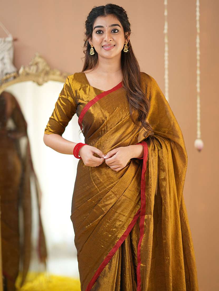 women solid handloom saree with blouse - 22145069 -  Standard Image - 5