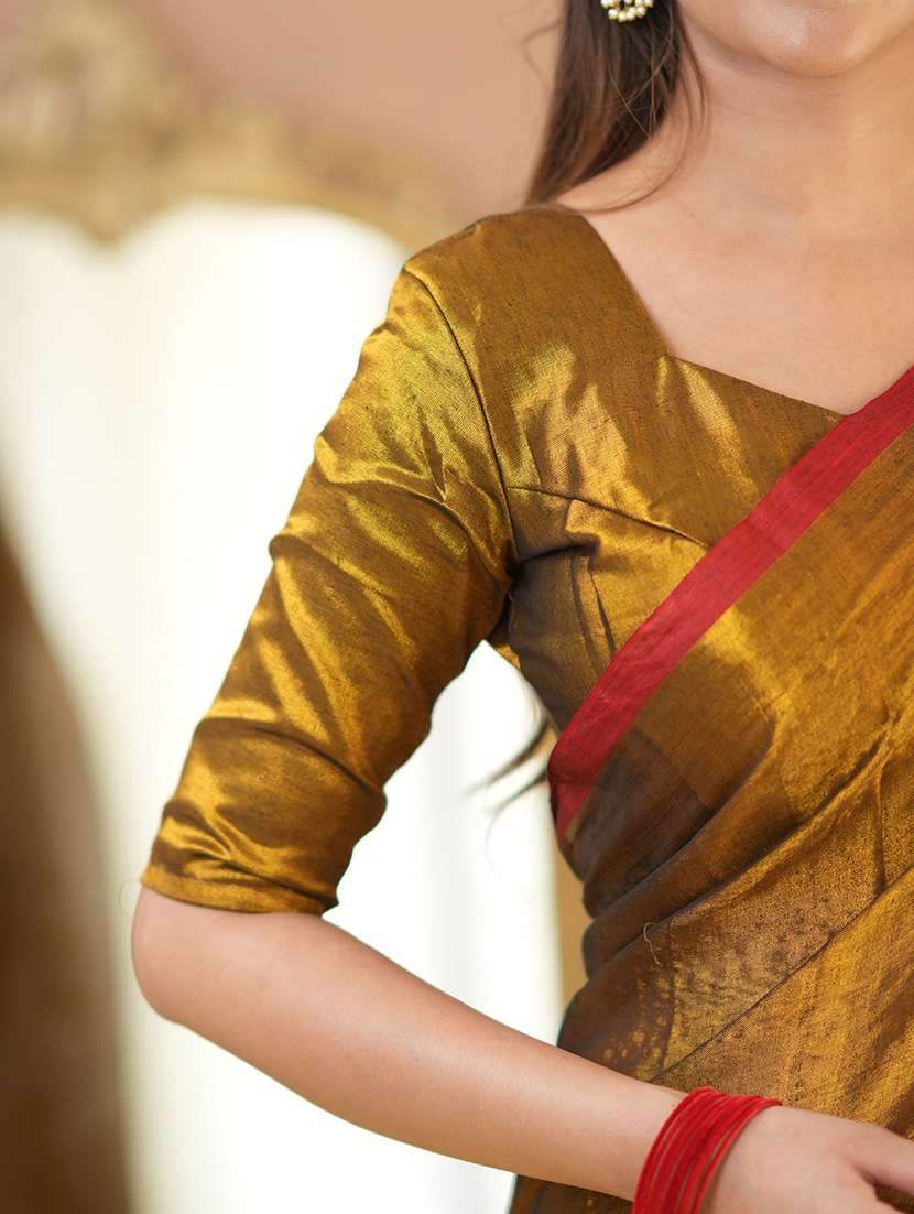 women solid handloom saree with blouse - 22145069 -  Standard Image - 8