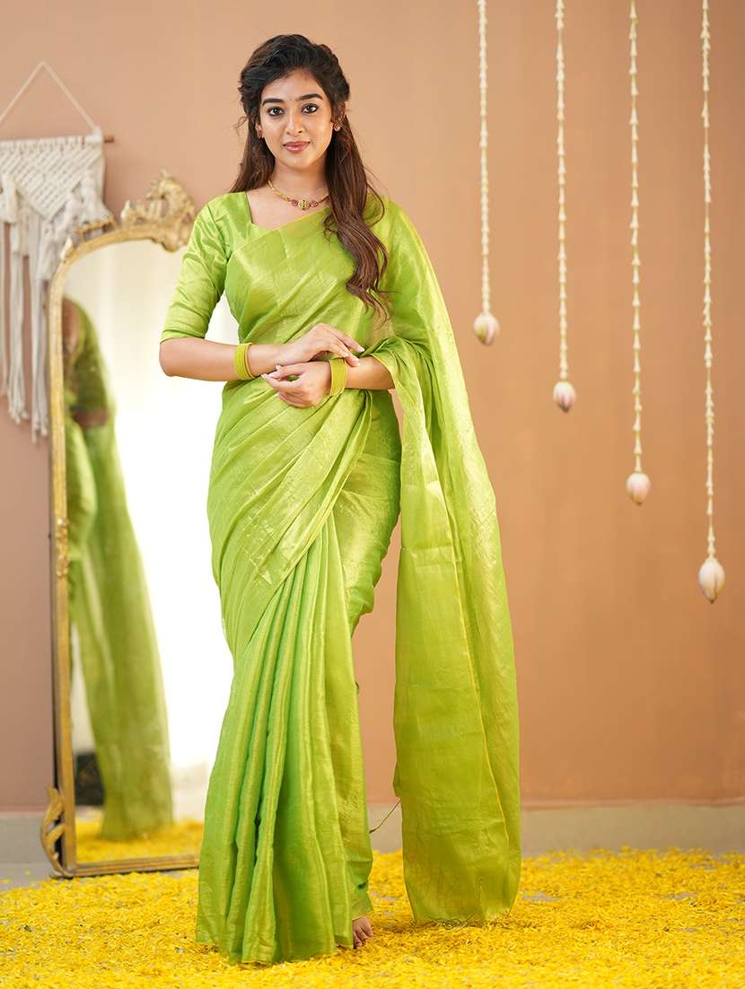 women solid handloom saree with blouse - 22145071 -  Standard Image - 3