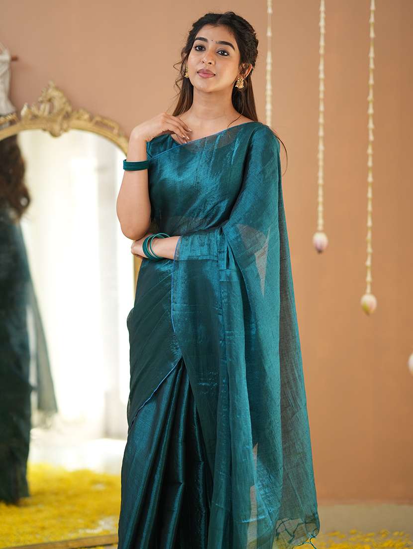 women solid handloom saree with blouse - 22145072 -  Standard Image - 5