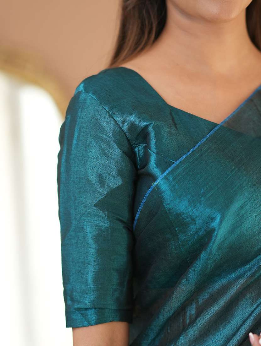 women solid handloom saree with blouse - 22145072 -  Standard Image - 8