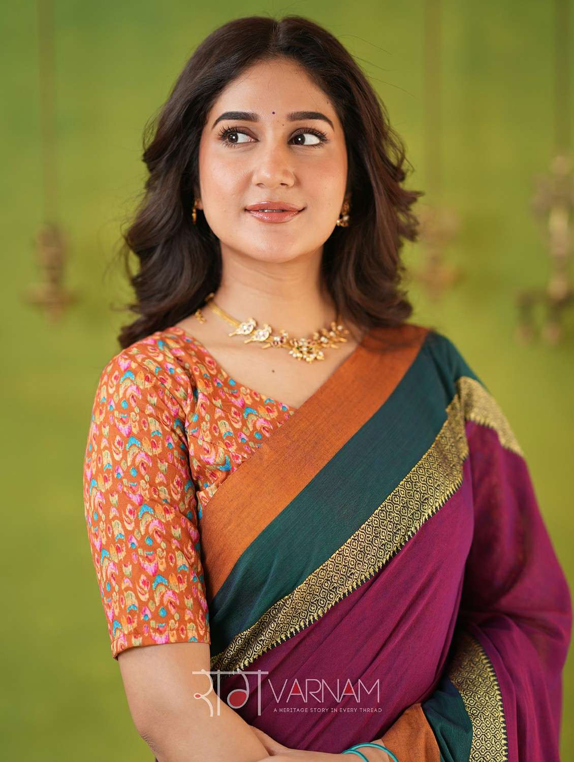 women solid with bordered narayanpet saree with blouse - 22145104 -  Standard Image - 3