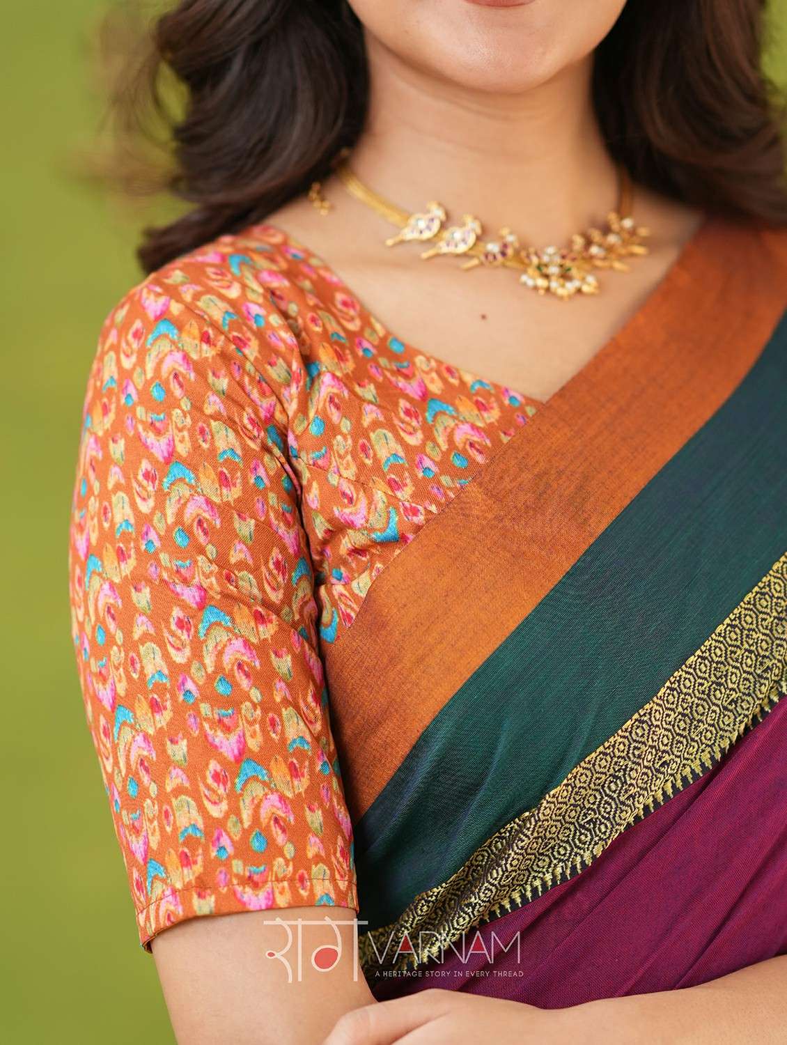 women solid with bordered narayanpet saree with blouse - 22145104 -  Standard Image - 5