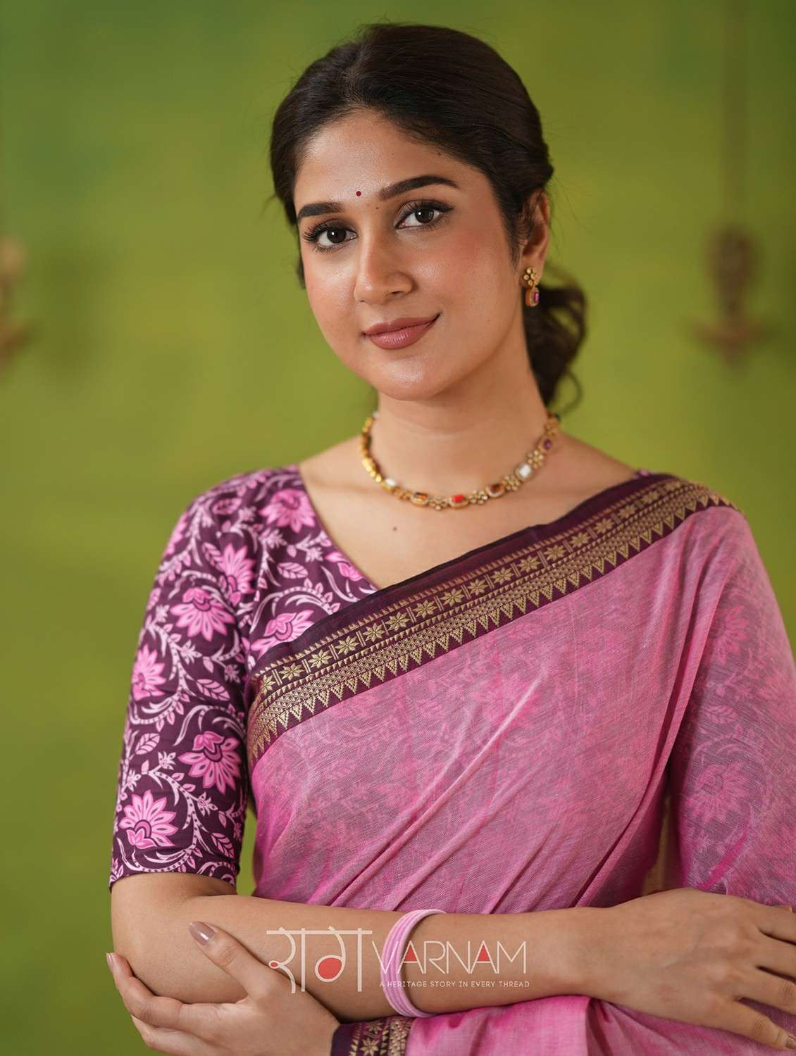 women solid with bordered narayanpet saree with blouse - 22145124 -  Standard Image - 3