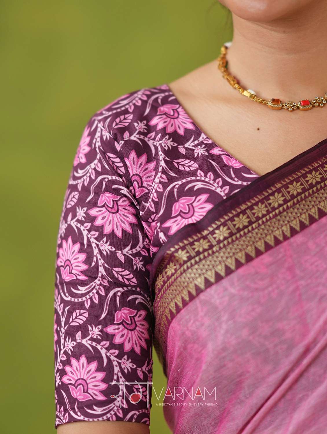 women solid with bordered narayanpet saree with blouse - 22145124 -  Standard Image - 5