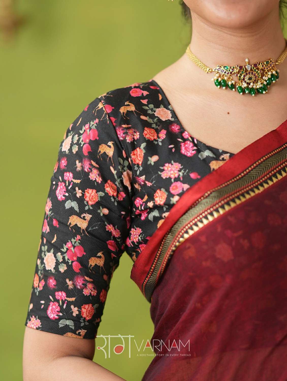 women solid with bordered narayanpet saree with blouse - 22145130 -  Standard Image - 5