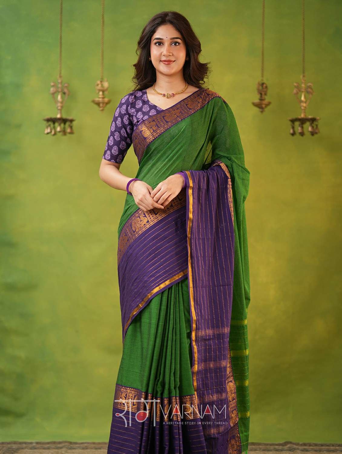 women solid with bordered narayanpet saree with blouse