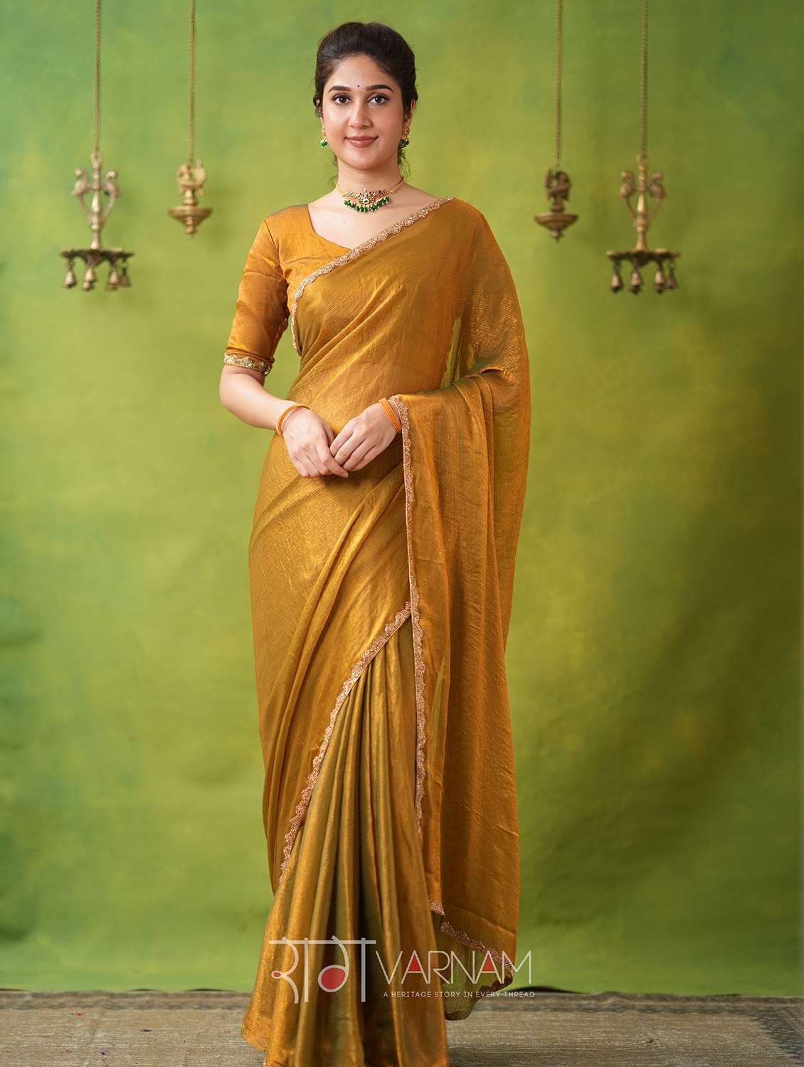 women solid with embellished bordered saree with blouse - 22145134 - Zoom Image - 0