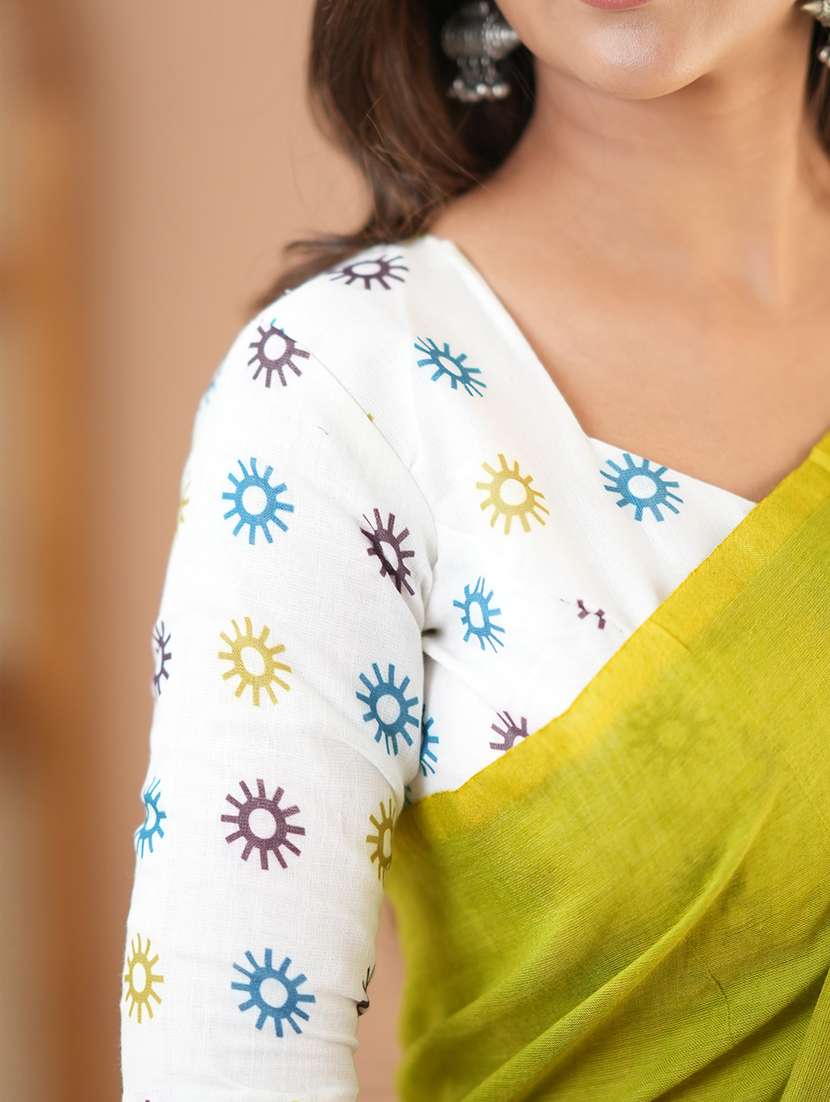 women solid handloom saree with blouse - 22145138 - Standard Image - 8