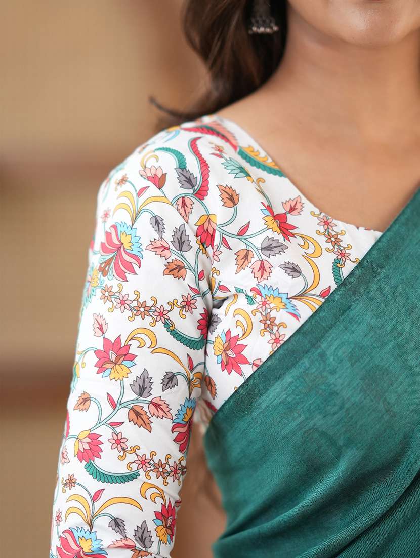women solid handloom saree with blouse - 22145139 - Standard Image - 8