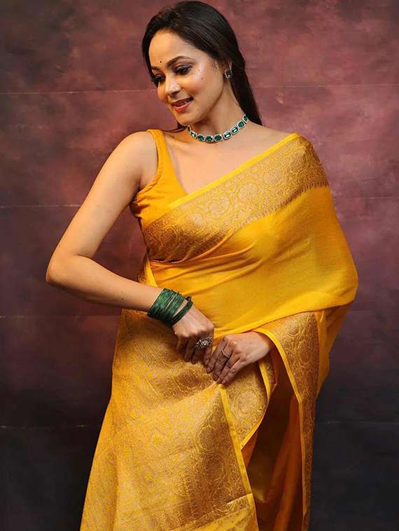 women solid with bordered saree with blouse - 22145237 -  Standard Image - 3