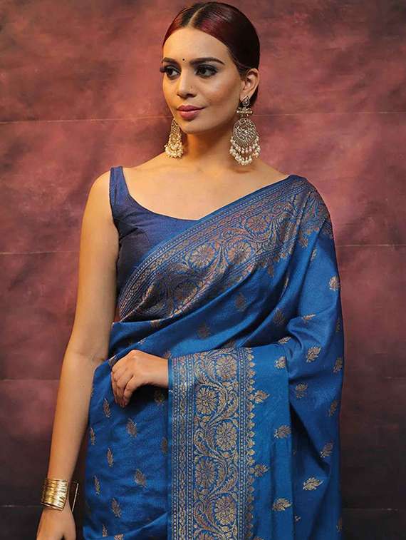 women self design banarasi saree with blouse - 22145242 -  Standard Image - 3