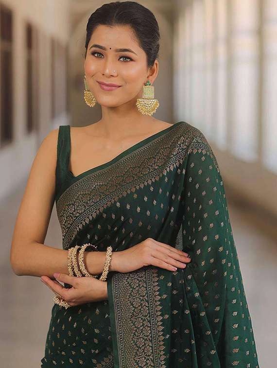 women self design banarasi saree with blouse - 22145286 -  Standard Image - 3