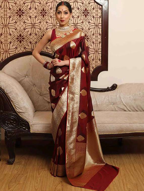 women self design banarasi saree with blouse - 22145289 -  Zoom Image - 0