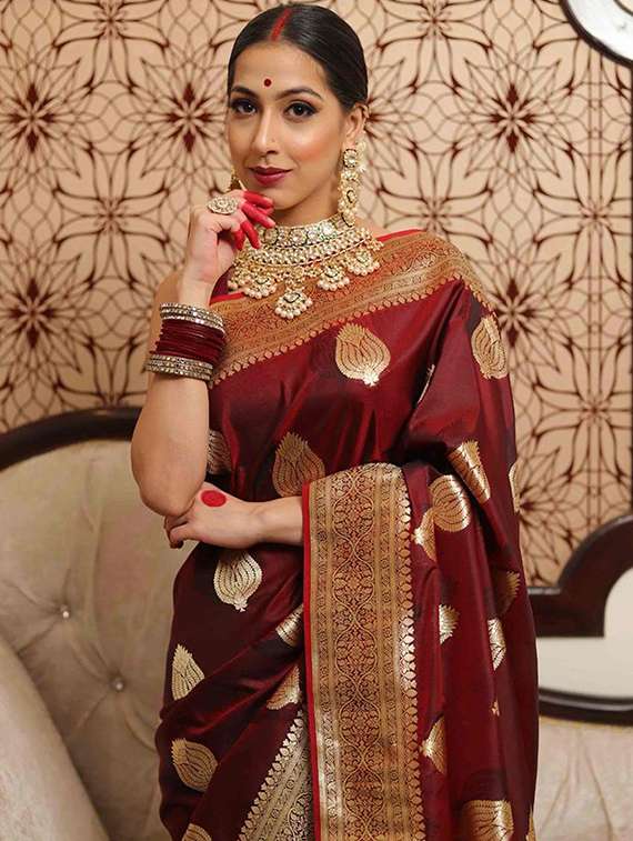 women self design banarasi saree with blouse - 22145289 -  Standard Image - 3