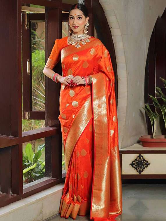 women self design banarasi saree with blouse