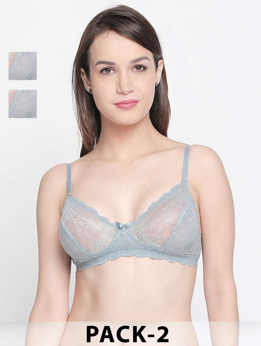 women pack of 2 solid non-wired lightly padded bra