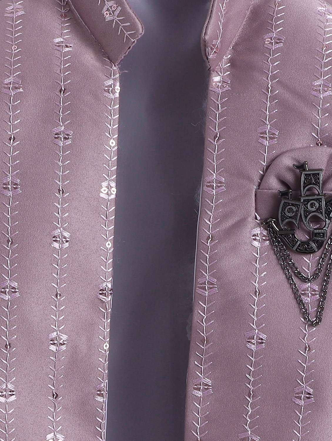 boys embroidered mandarin neck sherwani set - 22145344 -  Standard Image - 5