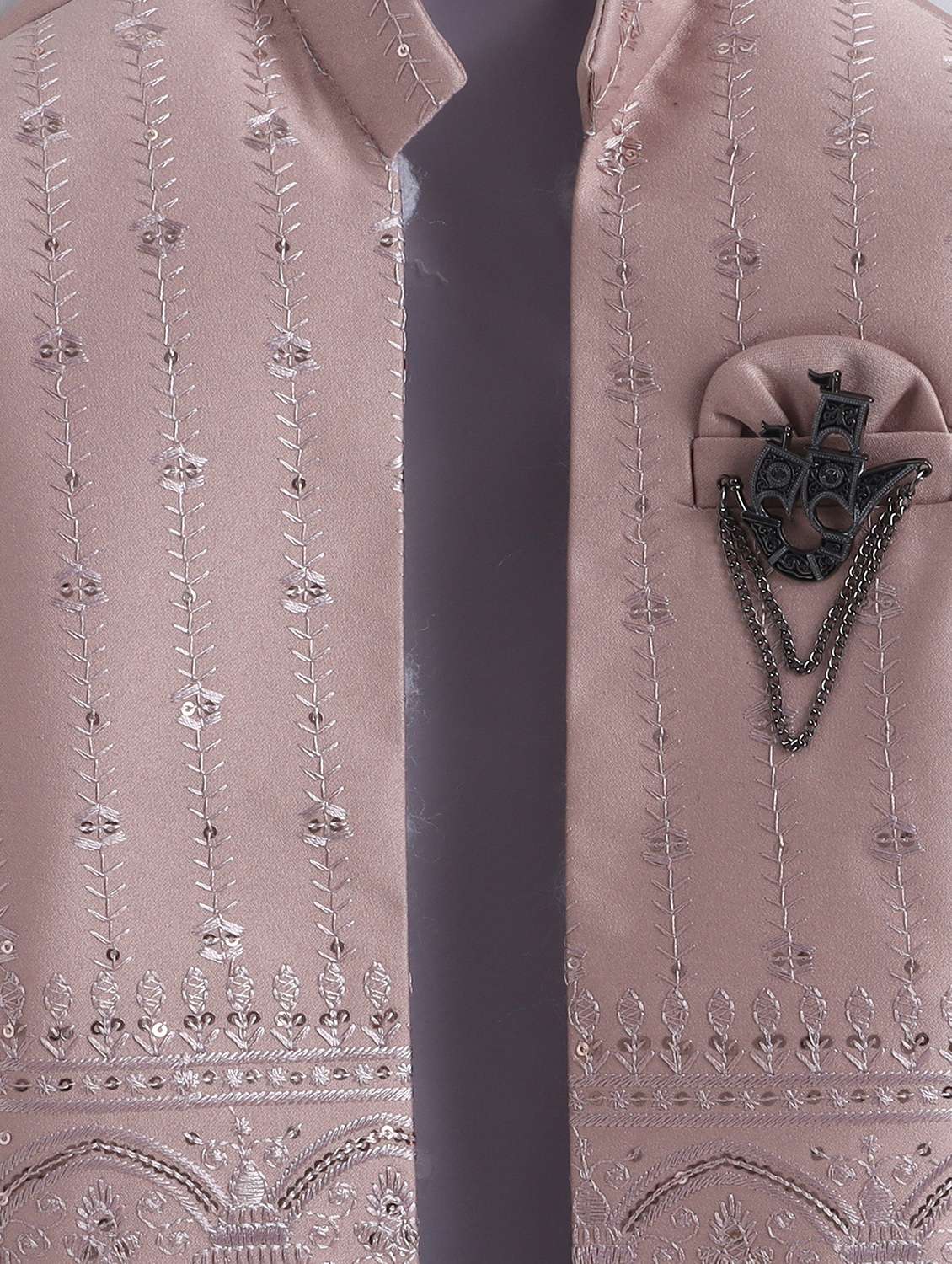 boys embroidered mandarin neck sherwani set - 22145345 -  Standard Image - 5