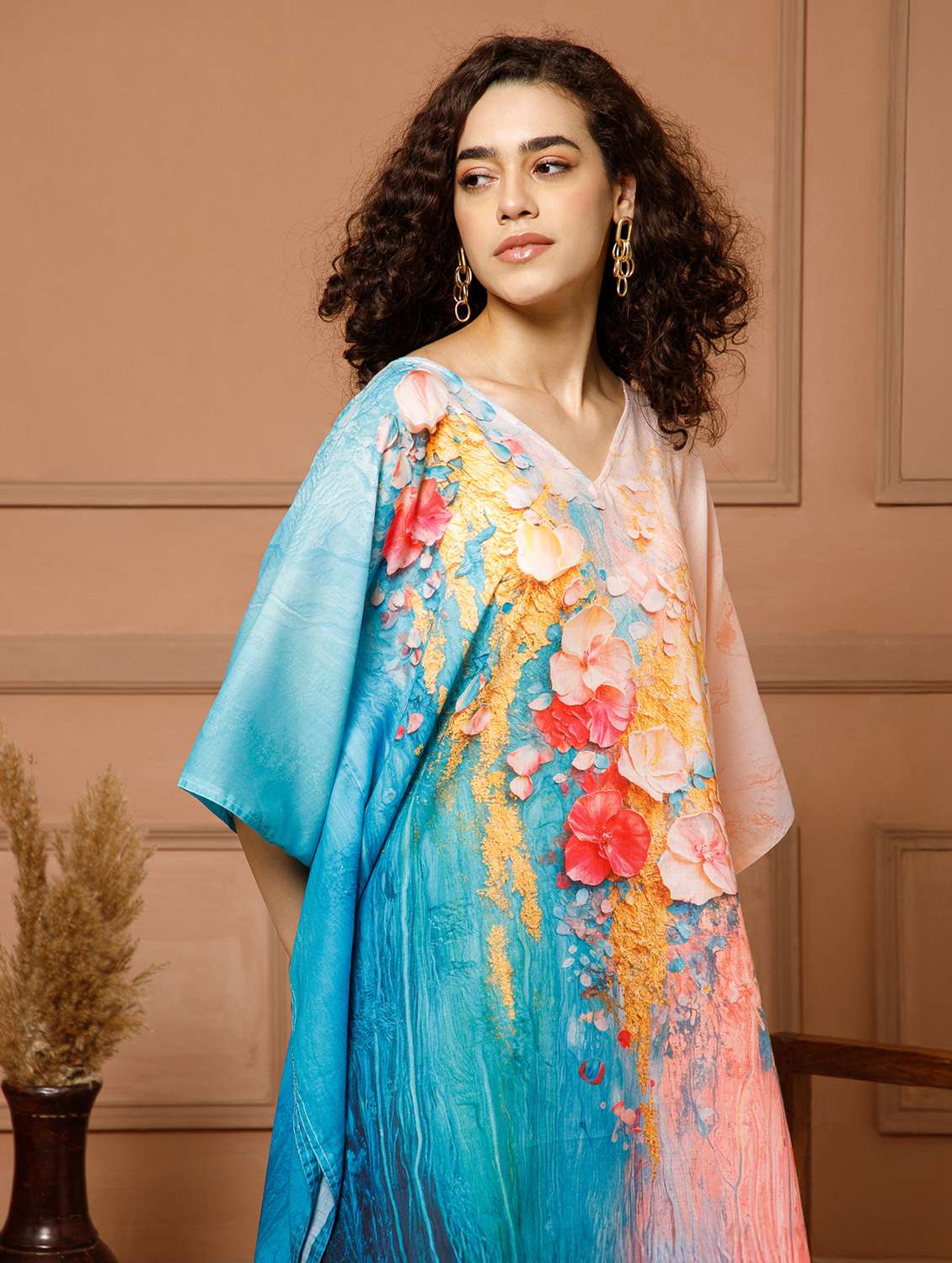 women floral printed kimono sleeve kaftan - 22145723 - Standard Image - 5