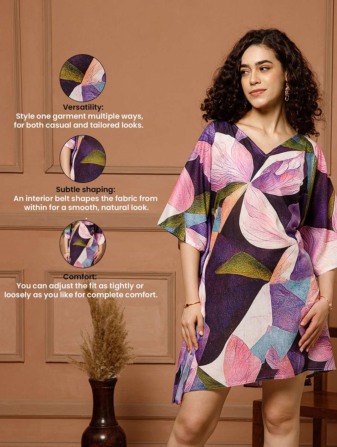 women floral printed kimono sleeve kaftan - 22145726 -  Standard Image - 5