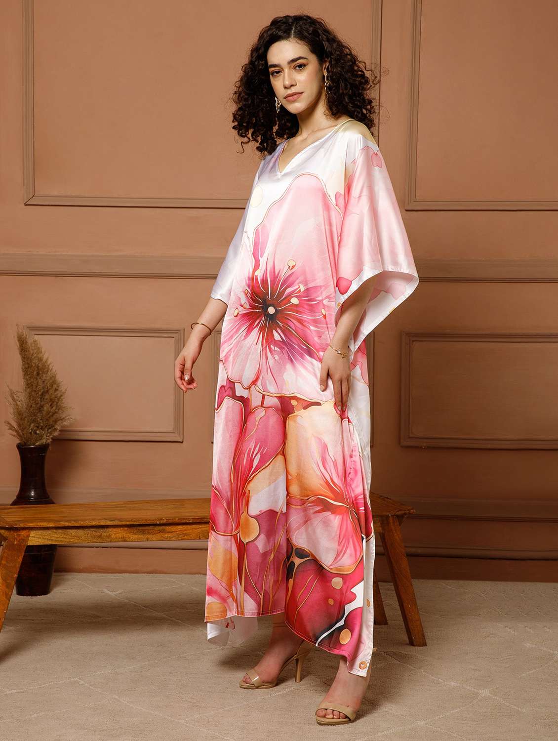 women floral printed kimono sleeve maxi kaftan - 22145727 -  Standard Image - 3