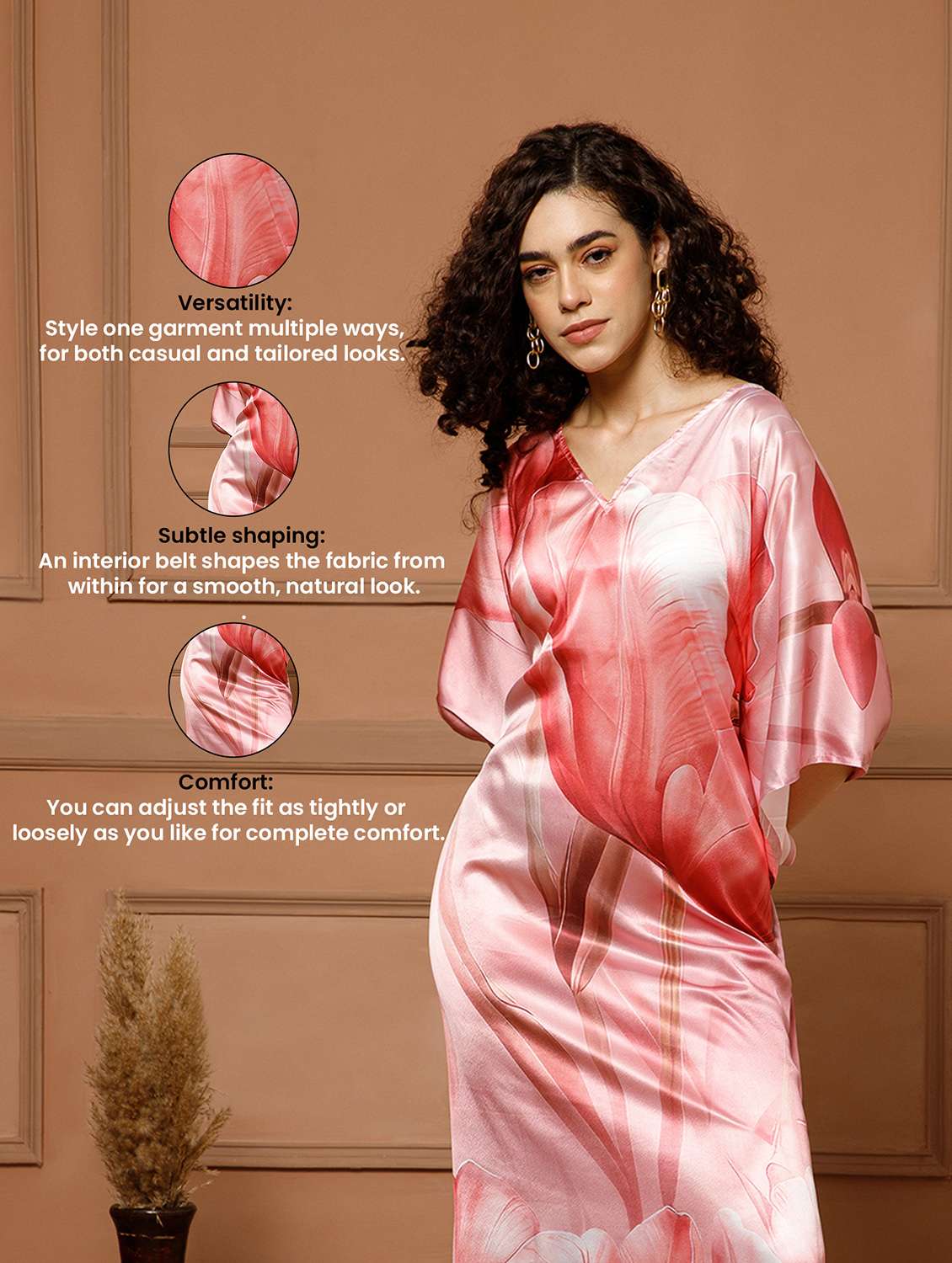 women floral printed kimono sleeve maxi kaftan - 22145728 -  Standard Image - 5