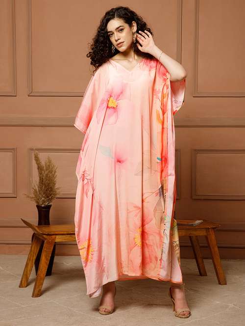 women floral printed kimono sleeve maxi kaftan - 22145729 -  Standard Image - 0