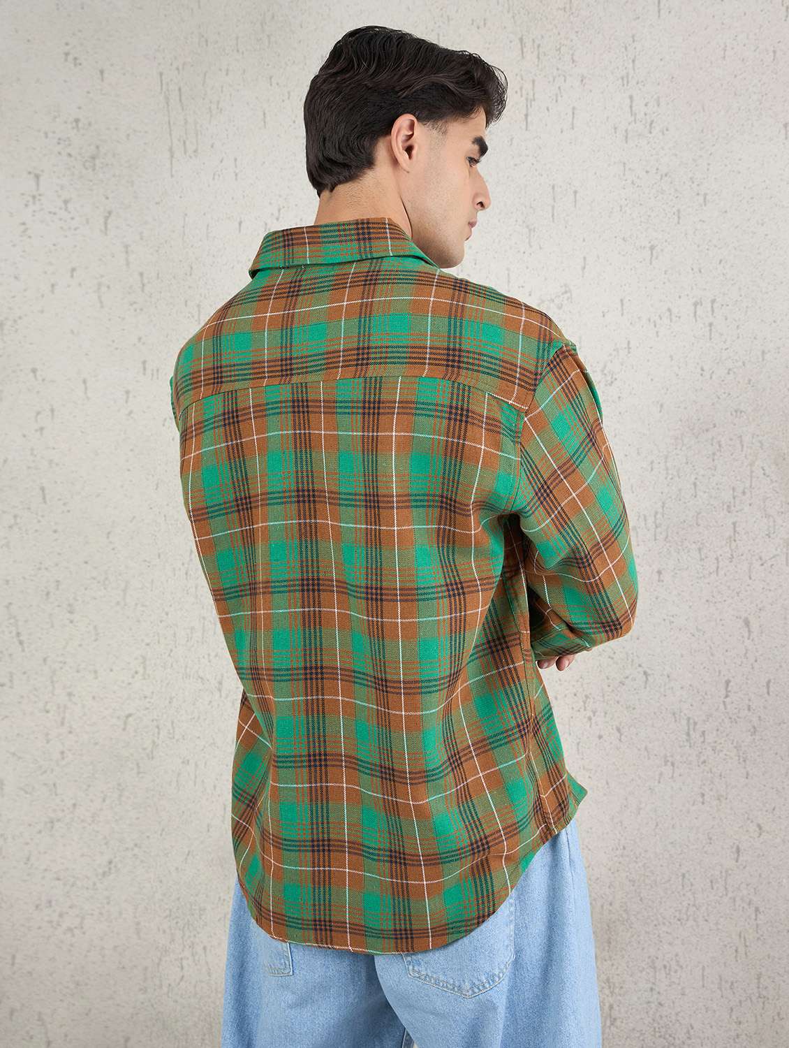 men checkered long sleeve oversized casual shirt - 22145731 -  Standard Image - 3