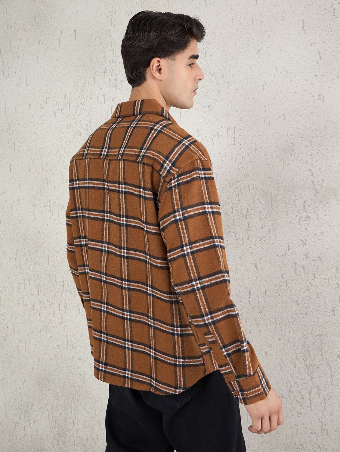 men checkered long sleeve oversized casual shirt - 22145732 -  Standard Image - 3