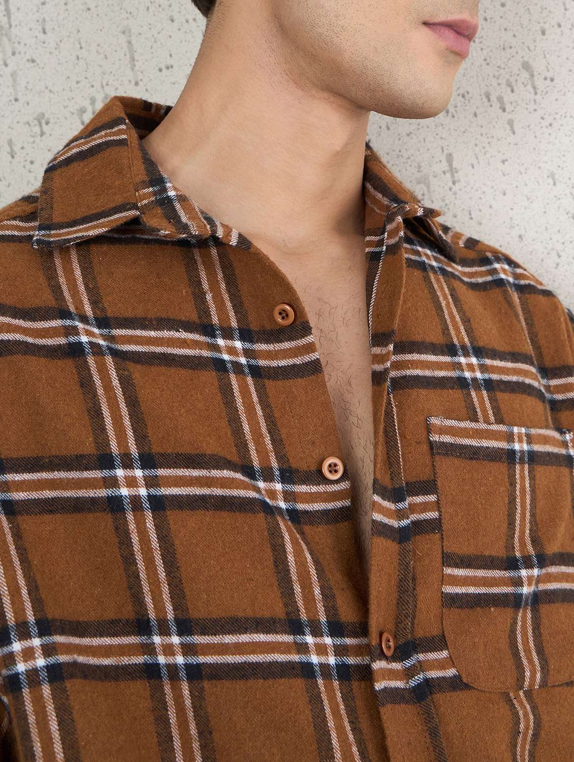 men checkered long sleeve oversized casual shirt - 22145732 -  Standard Image - 5