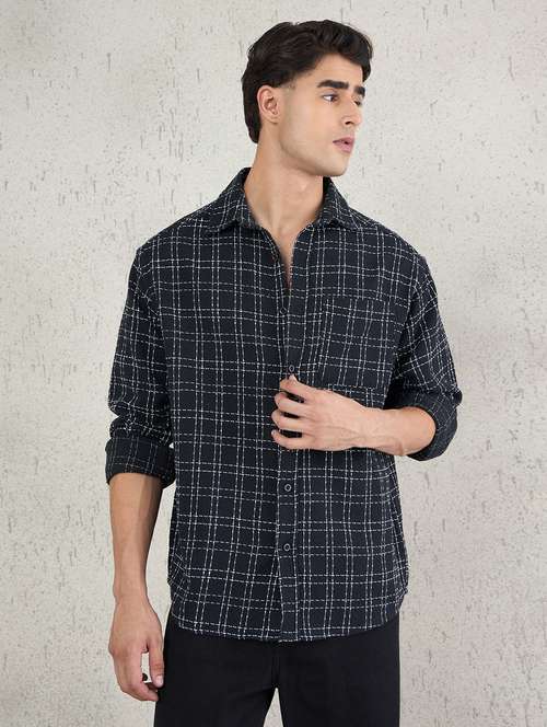 men checkered long sleeve oversized casual shirt - 22145733 -  Standard Image - 0