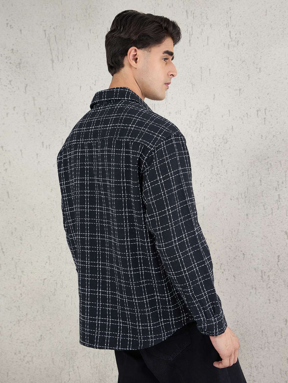 men checkered long sleeve oversized casual shirt - 22145733 -  Standard Image - 3