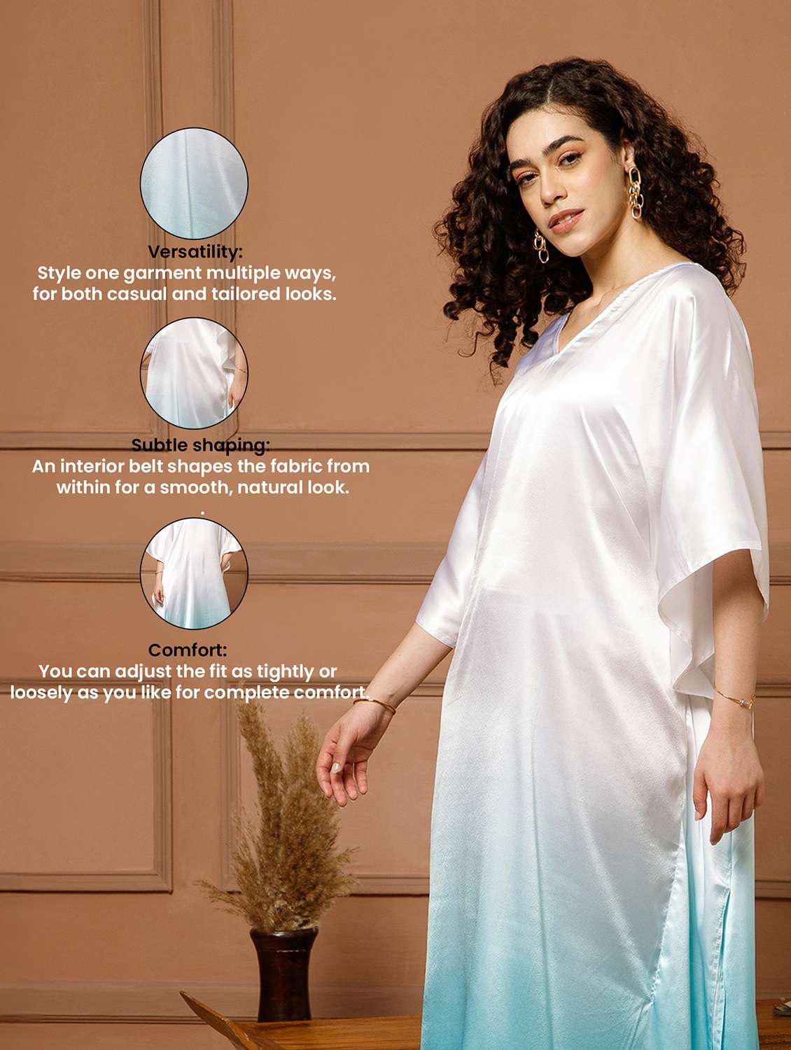 women tie & dye kimono sleeve maxi kaftan - 22145734 -  Standard Image - 5