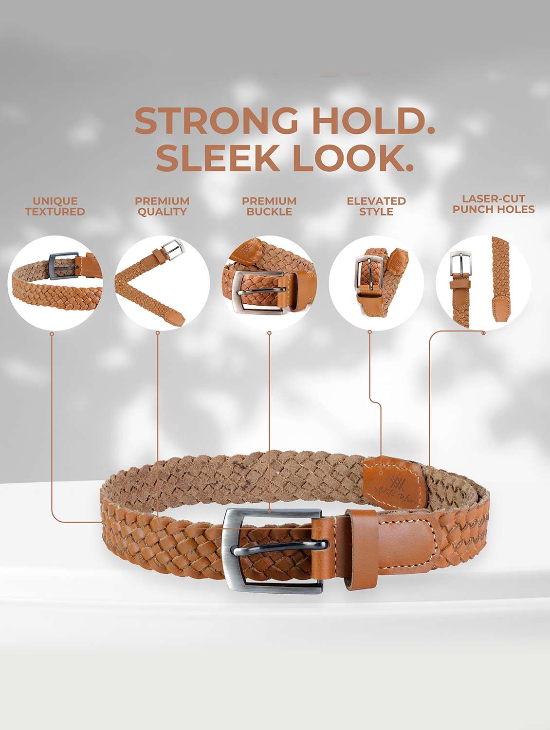 braided tan leather belt - 22145736 - Standard Image - 5