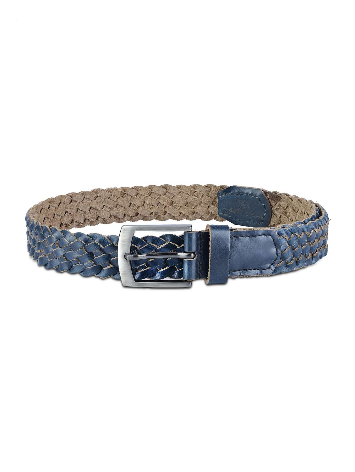 women blue solid leather belt