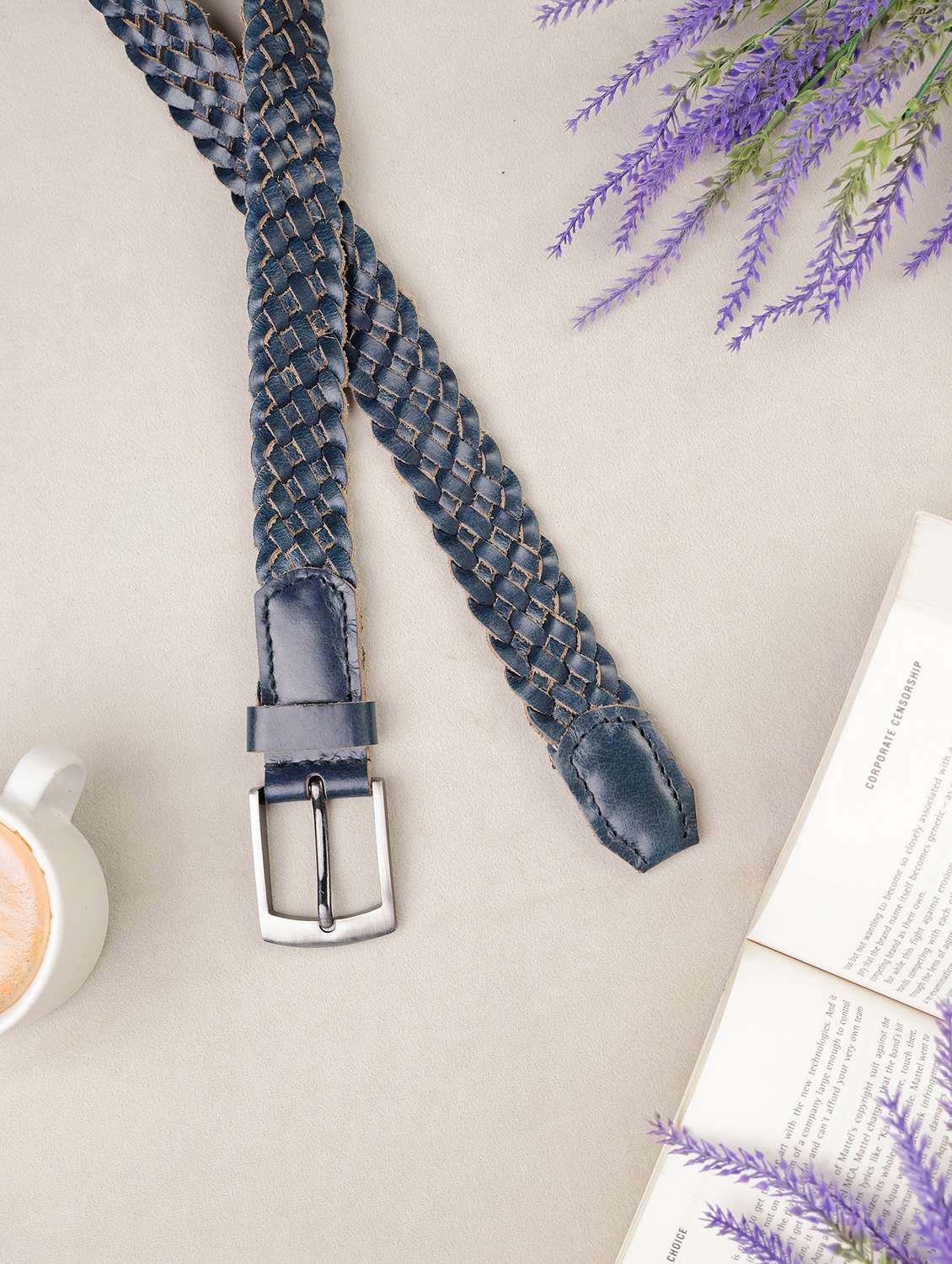 women blue solid leather belt - 22145737 - Standard Image - 3