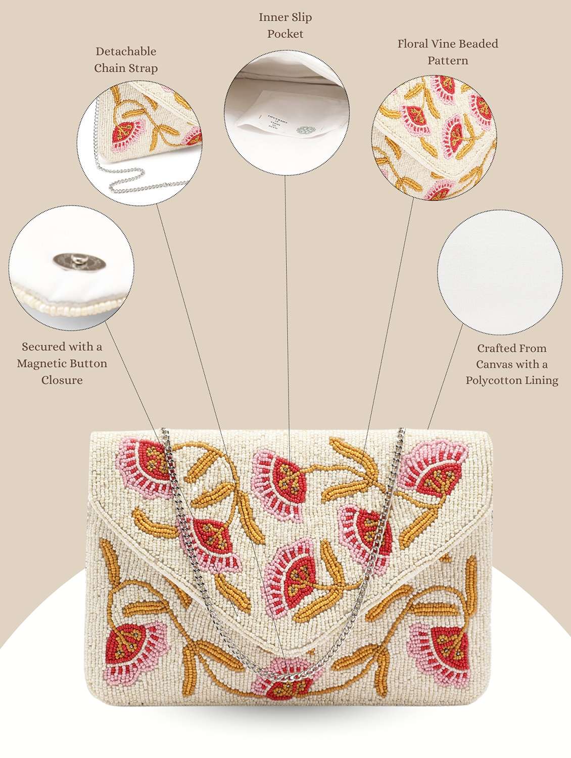 floral embroidered sling bag with chain - 22145742 -  Standard Image - 3