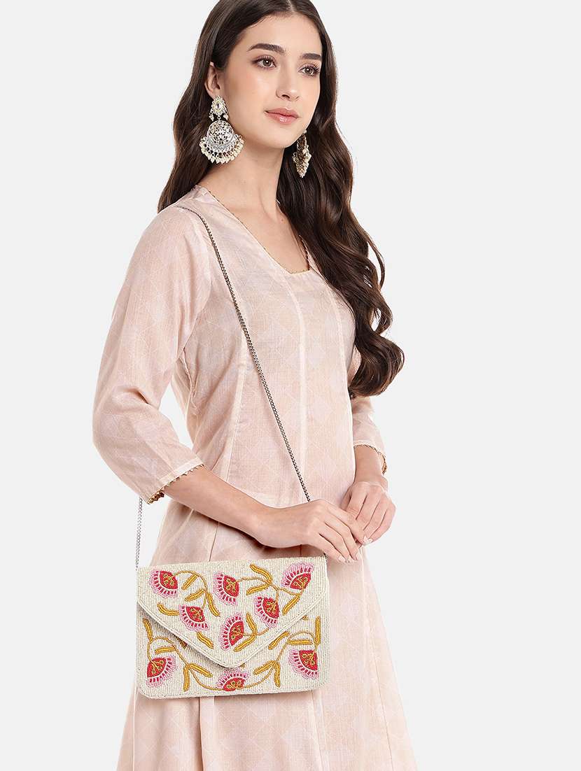 floral embroidered sling bag with chain - 22145742 -  Standard Image - 5