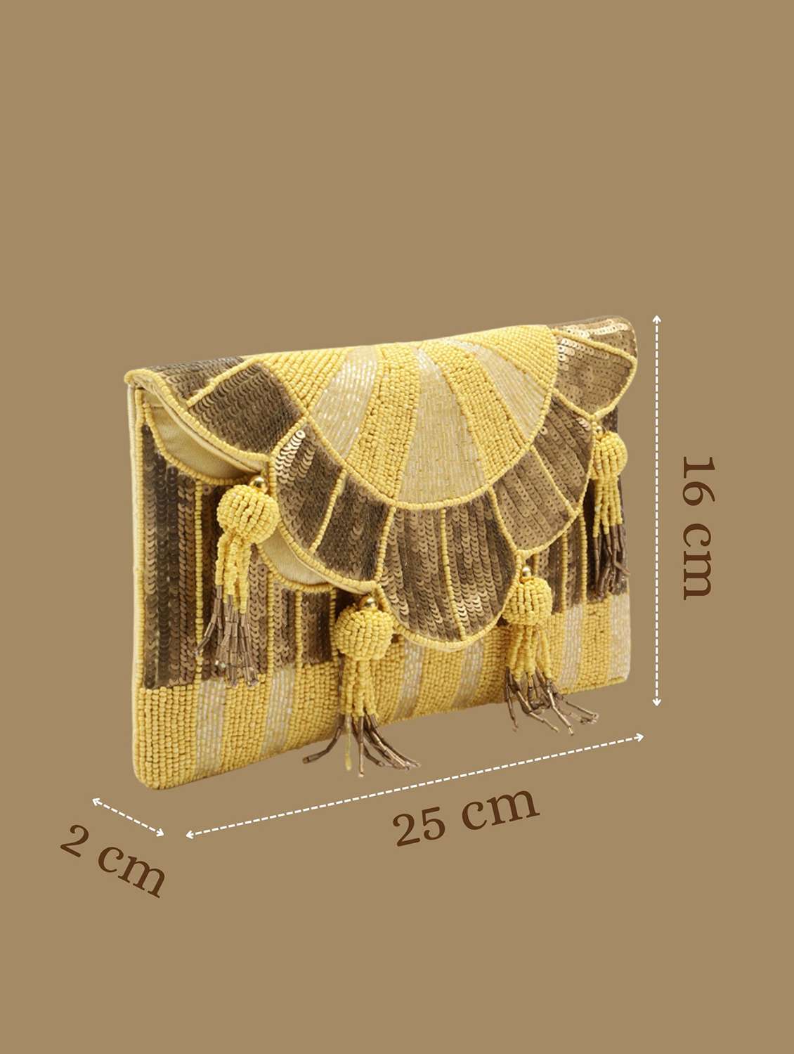 yellow striped embellished party sling bag clutch - 22145744 -  Standard Image - 3