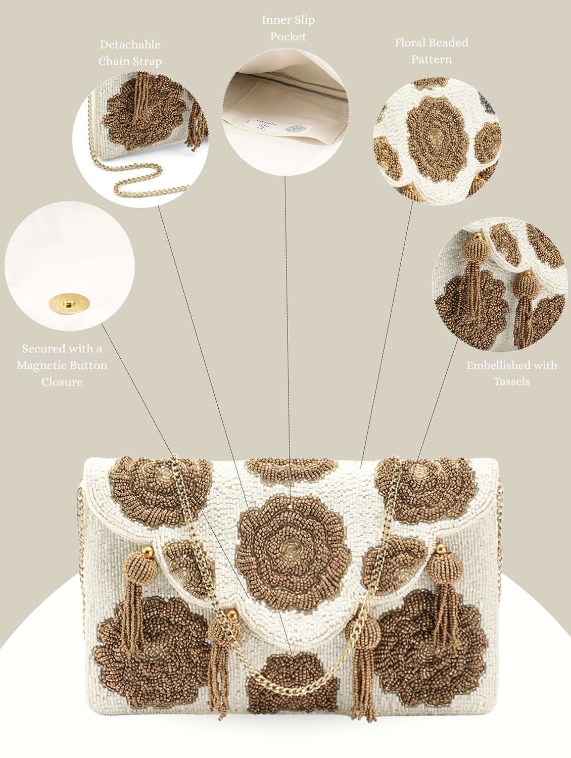 floral embellished off white sling bag - 22145745 -  Standard Image - 3