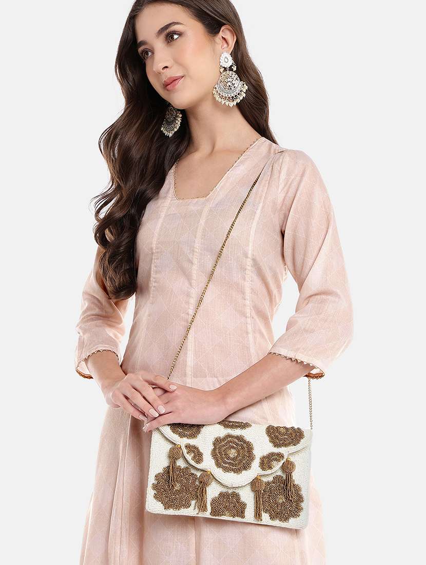floral embellished off white sling bag - 22145745 -  Standard Image - 5