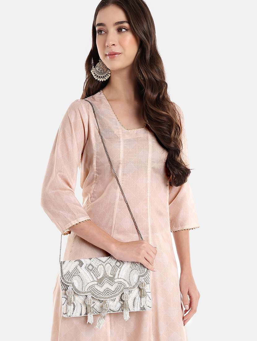 embellished sling bag with tassels and chain - 22145746 -  Standard Image - 5